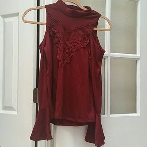 Long sleeved cold shoulder top